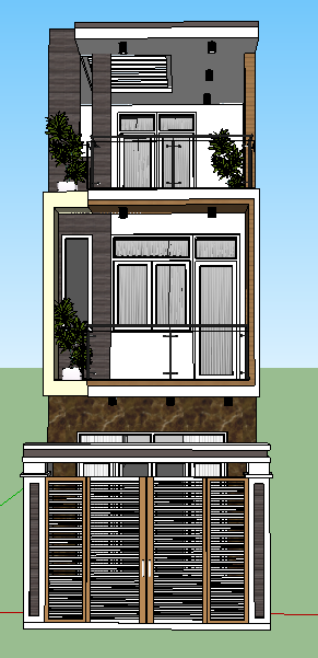 nhà phố 3 tầng,SU nhà 3 tầng,nhà 3 tầng sketchup,Model su nhà 3 tầng